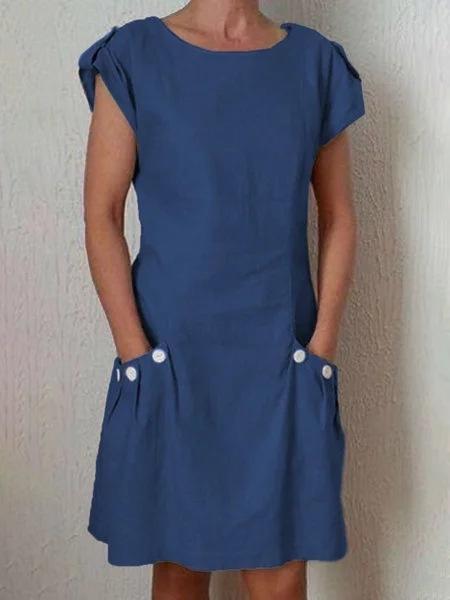 Vestido de playa de verano de lino de algodón liso