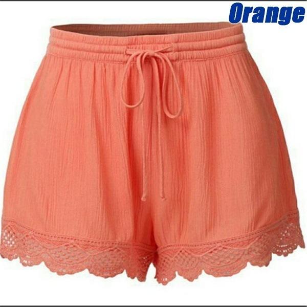 Pantalones cortos de encaje de encaje liso
