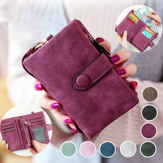 [W-Bolso] Cartera Pequeña De Piel Triple Para Mujer