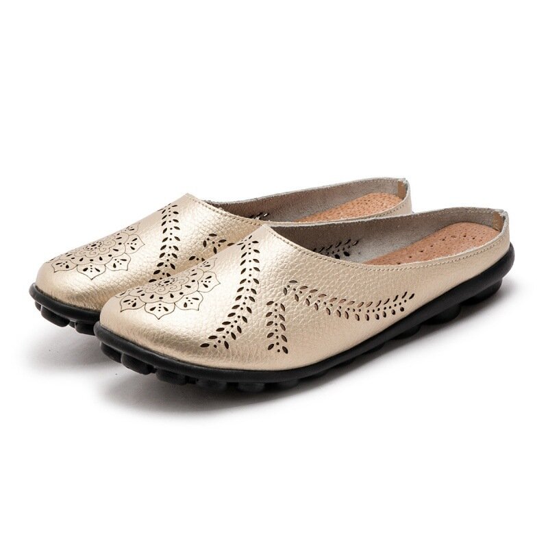 Sandalias De Soporte De Pie De Suela Suave De Cuero De Moda De Otoño