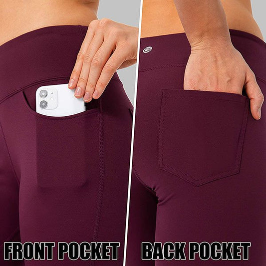 [W-Ropa] Pantalones De Yoga De Cintura Alta Para Mujer Pantalones Acampanados Con Control Del Vientre Estiramiento De Secado Rápido