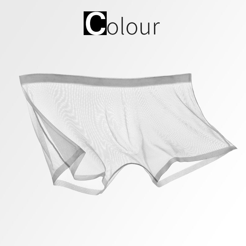 [M-Ropa Interior] Pantalones Cortos De Boxeo Transparentes Con Malla Sexy De Seda De Hielo