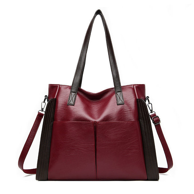 [W-Bolso] Cuero De Alta Capacidad Cuero Suave, Bolsa Grande Para Mujeres