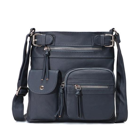 [W-Bolso] Bolso Bandolera Multibolsillo Bandolera De Hombro Suave De Piel
