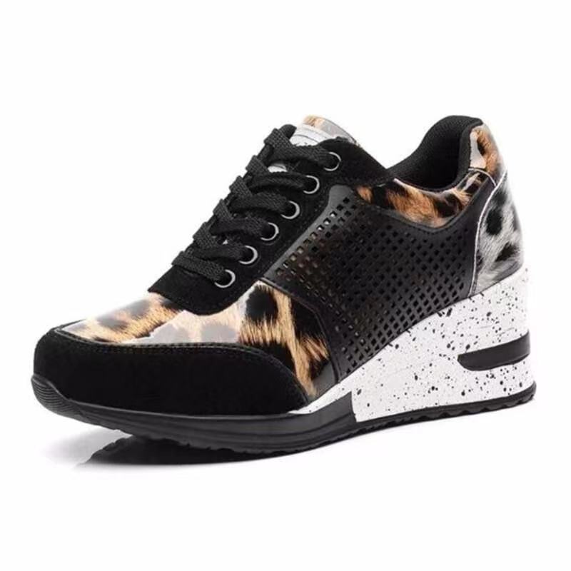 [W-Zapato] Zapatos De Mujer De Encaje Delantero Con Malla De Cuña De Ocio De Cabeza Redonda En Verano