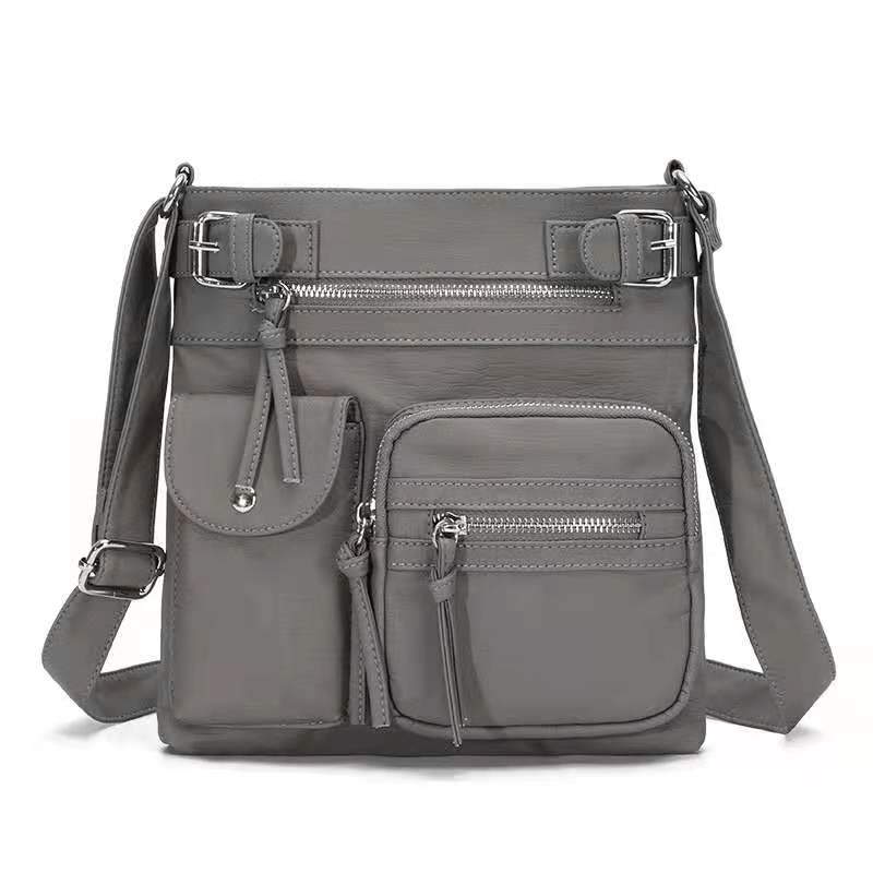 [W-Bolso] Bolso Bandolera Multibolsillo Bandolera De Hombro Suave De Piel