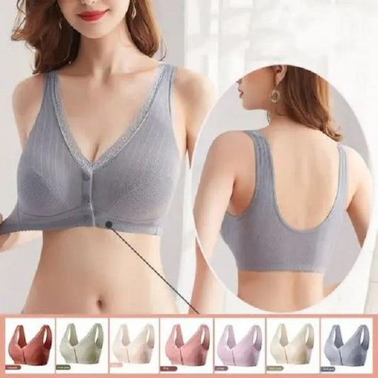 [W-Ropa Interior] (4 PCS es más asequible) TamaÑo MÁs CÓmodo Sujetador De BotÓn Delantero