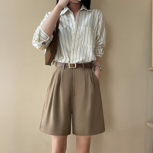 [W-Ropa] Pantalones Cortos De Traje Sueltos Y Frescos