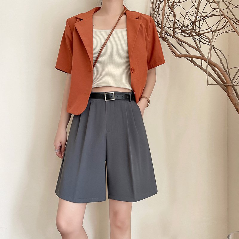 [W-Ropa] Pantalones Cortos De Traje Sueltos Y Frescos