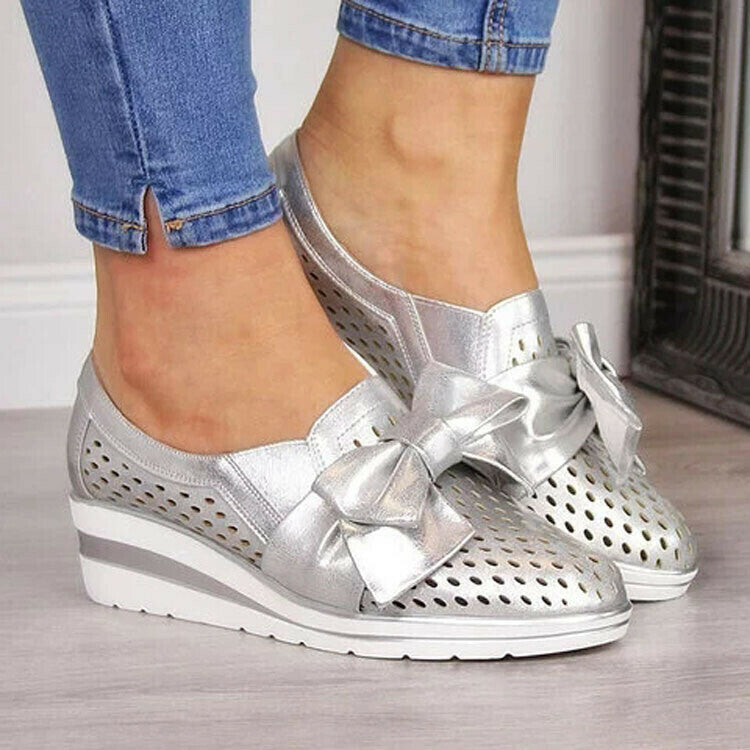 Zapatos Casuales De Cuero Con Cordones Para Mujer