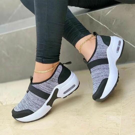 Zapatillas De Malla Con Punta Redonda Y Tacón Plano