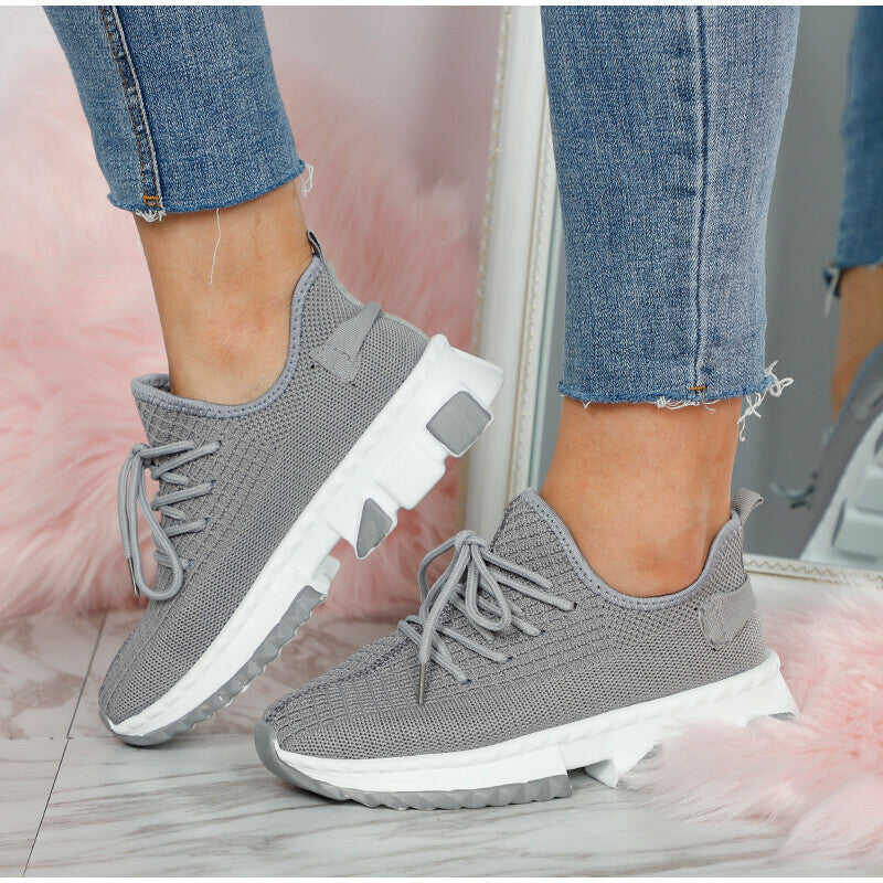 Zapatillas De Malla Con Cordones De Punto Casual
