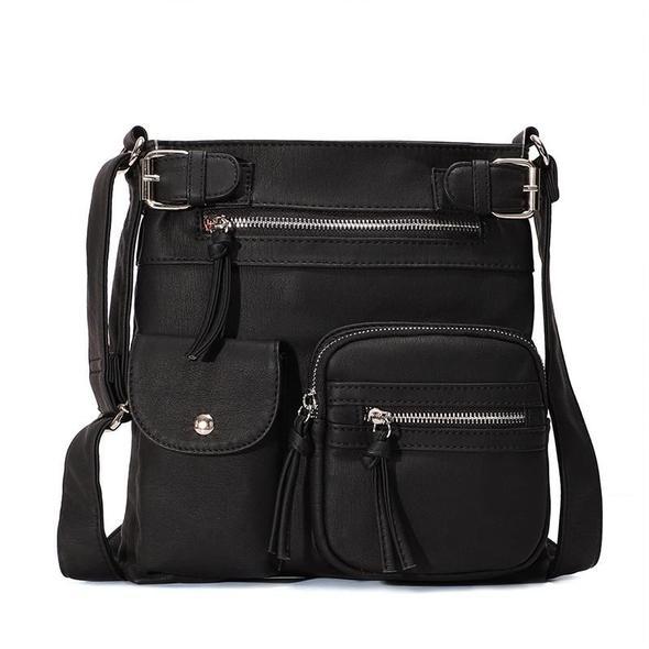 [W-Bolso] Bolso Bandolera Multibolsillo Bandolera De Hombro Suave De Piel