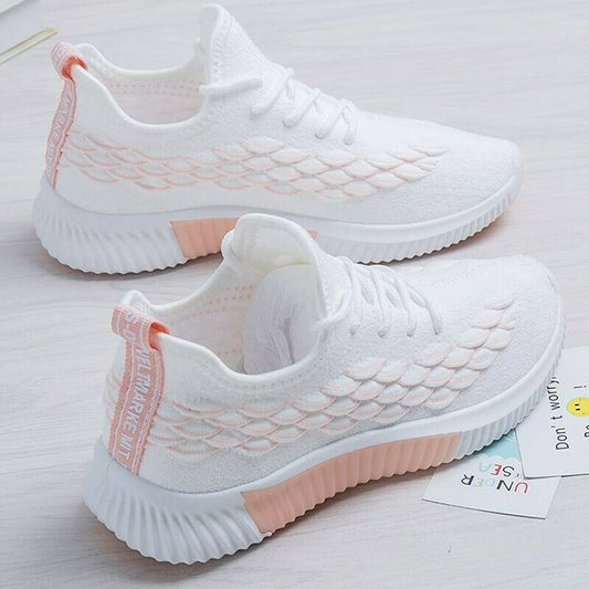 Zapatillas De Running De Malla Transpirable Con Cordones Para Mujer