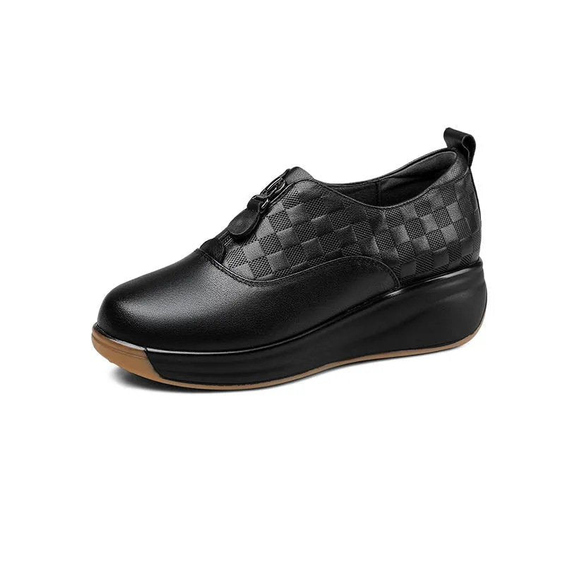 [W-Zapato] Zapatos De Mujer Casual Retro Romanos Con Estampado A Cuadros En Suela Blanda