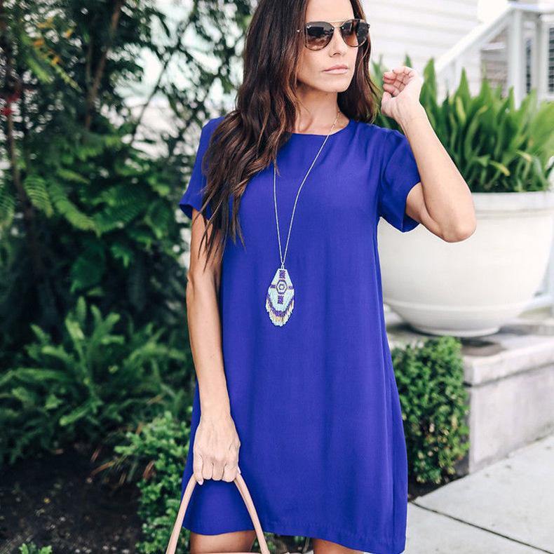 Vestido Suelto De Color Liso - MXbueno