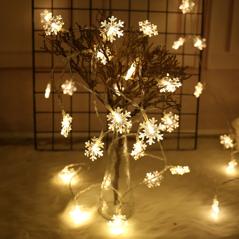 Luces De Cadena De Copo De Nieve Linternas Pequeñas Led Luces De Estrella Caja De Batería Luces Intermitentes Cadena Luces De Decoración Navideña