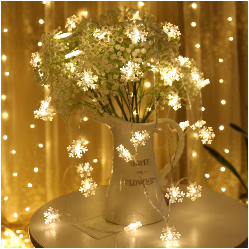 Luces De Cadena De Copo De Nieve Linternas Pequeñas Led Luces De Estrella Caja De Batería Luces Intermitentes Cadena Luces De Decoración Navideña