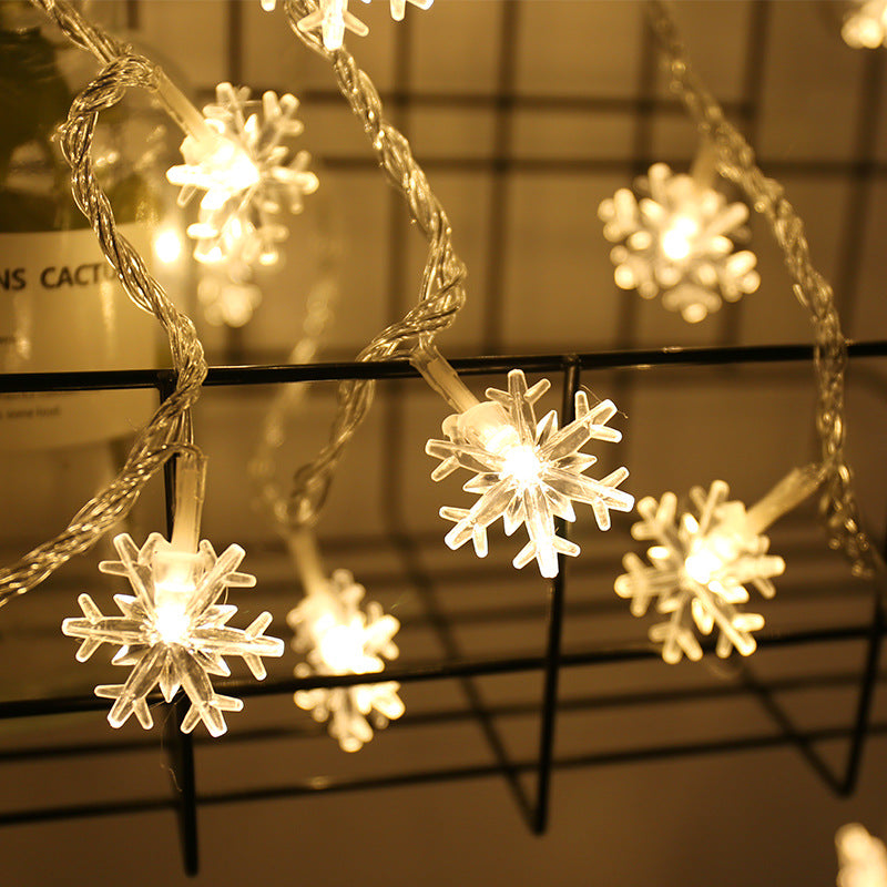 Luces De Cadena De Copo De Nieve Linternas Pequeñas Led Luces De Estrella Caja De Batería Luces Intermitentes Cadena Luces De Decoración Navideña