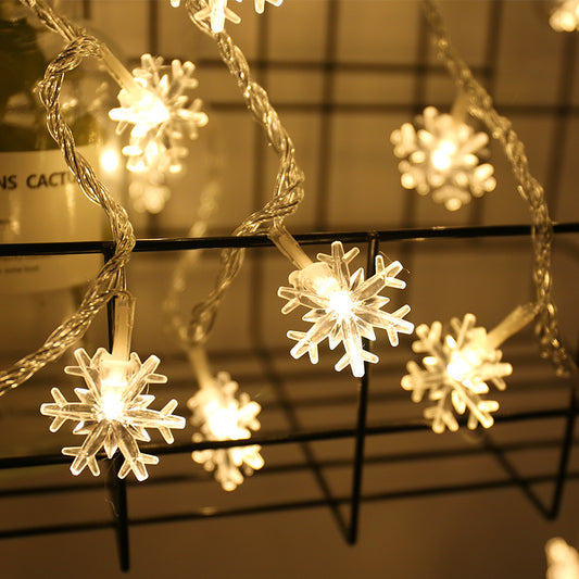 Luces De Cadena De Copo De Nieve Linternas Pequeñas Led Luces De Estrella Caja De Batería Luces Intermitentes Cadena Luces De Decoración Navideña