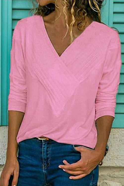 Ceridress Classic V-Neck Basic Tops Camiseta(8 Colores)