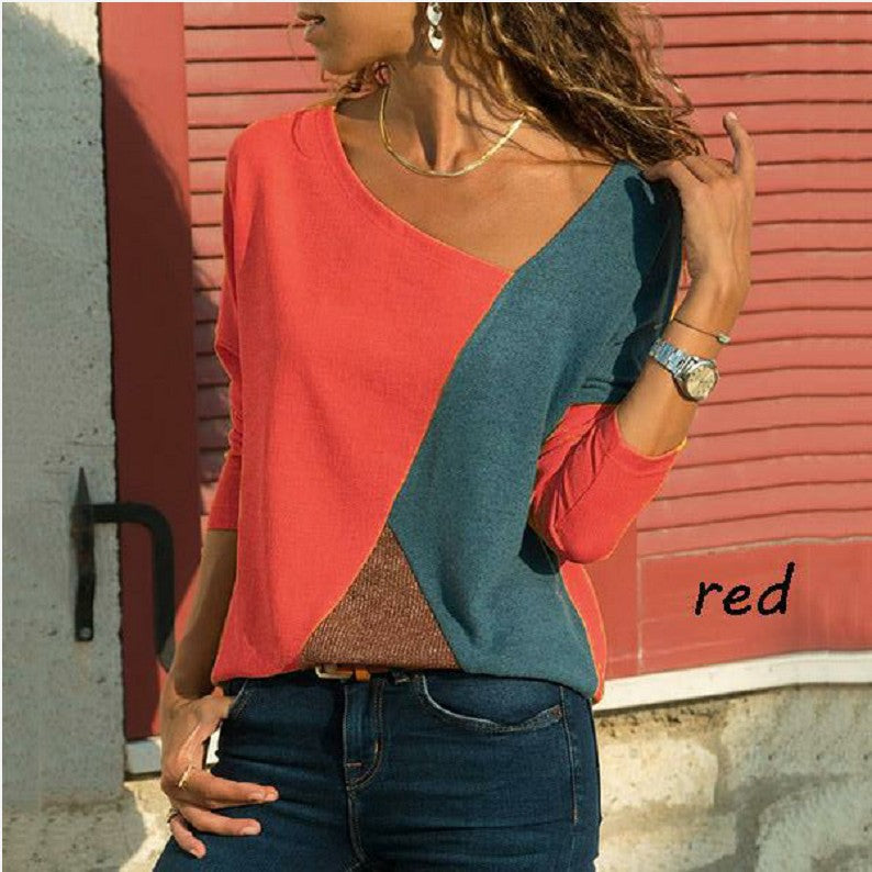 [W-Ropa] Camiseta casual de cuello redondo de manga larga