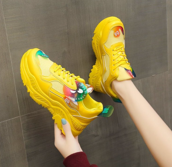 Zapatos Para Correr Transpirables Con Plataforma Color Caramelo - MXbueno