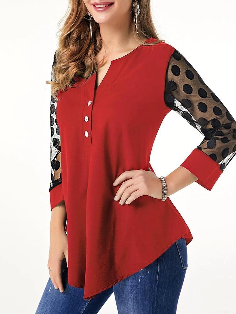 ¡VENTA!   Blusa delantera con botones de cuello dividido