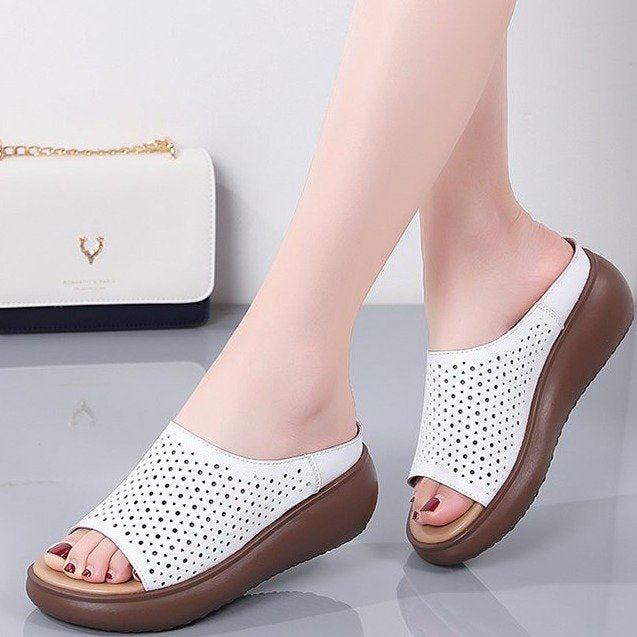 [W-Zapato] Babucha Media Plataforma Hueca Retro