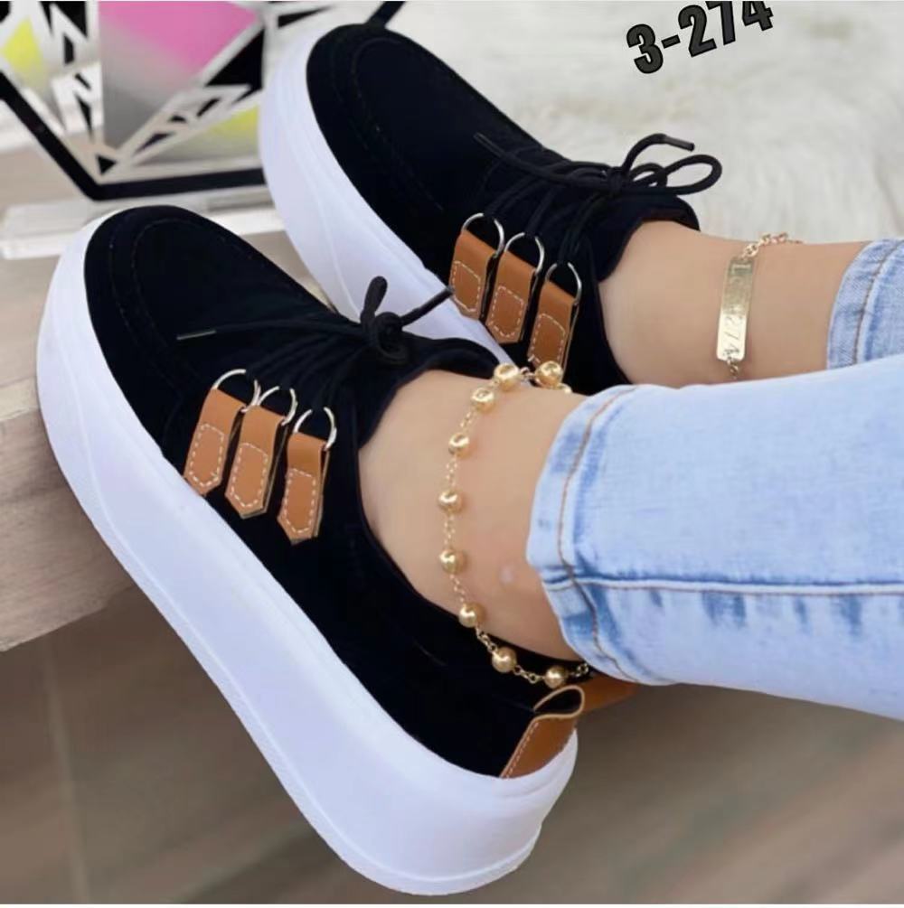 [W-Zapato] Zapatos Individuales Con Tirantes Delanteros De Suela Gruesa Para El Ocio De Primavera