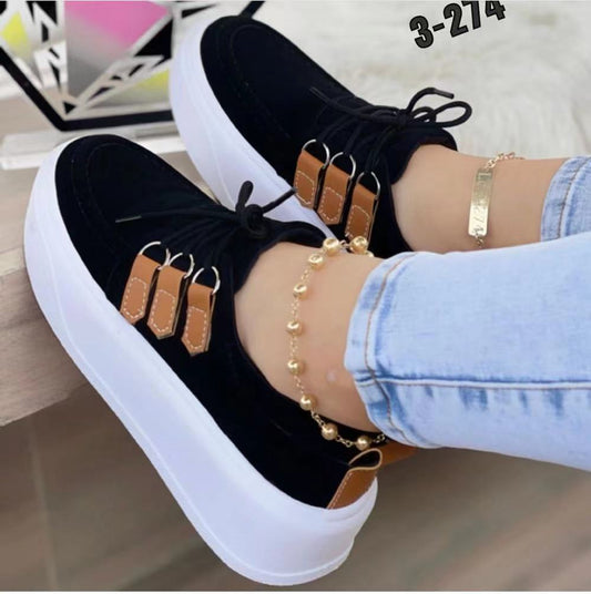 [W-Zapato] Zapatos Individuales Con Tirantes Delanteros De Suela Gruesa Para El Ocio De Primavera