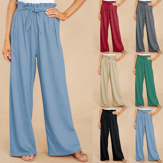 Pantalón Casual Oversize Holgado De Algodón Y Lino