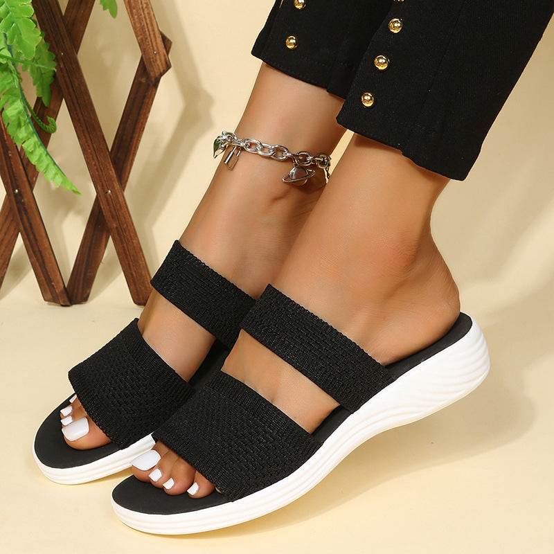 [W-Zapato] 2022 Sandalias Flyknit Zapatos De Playa Romanos Planos