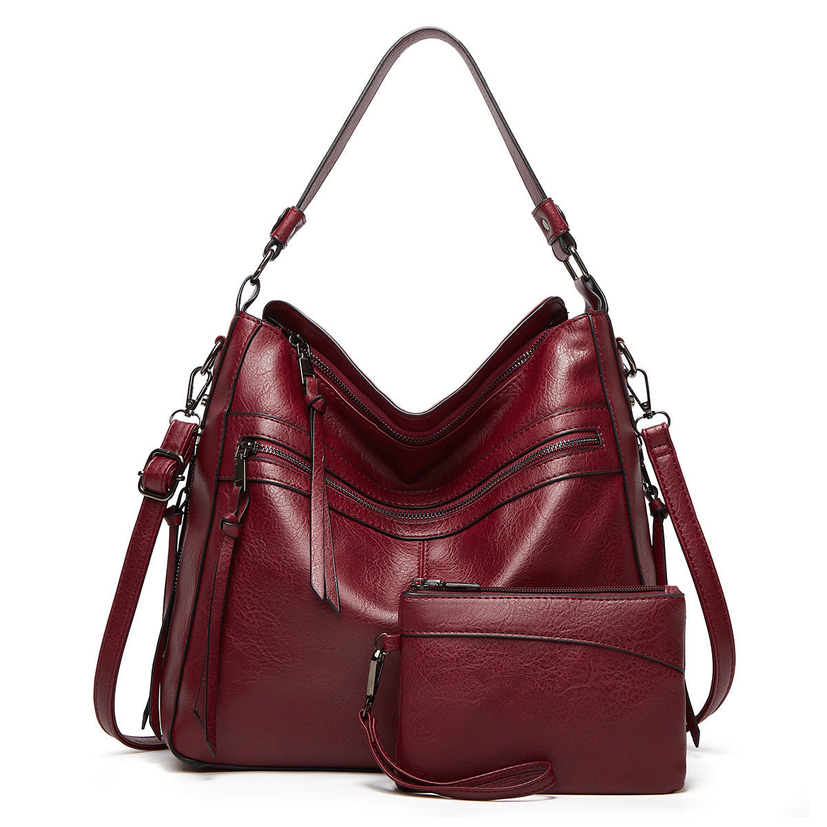 [W-Bolso] Bolso De Cuero Con Asa Desmontable Y Bandolera Bandolera