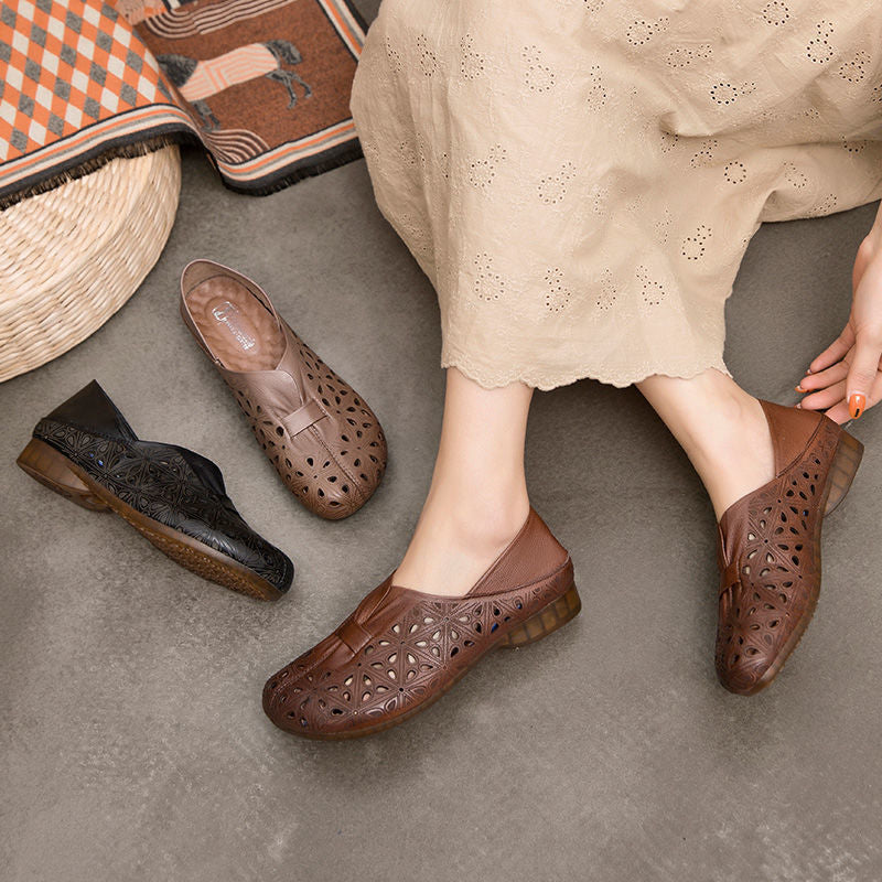 [W-Zapato] Zapatos De Cuero Ahuecados