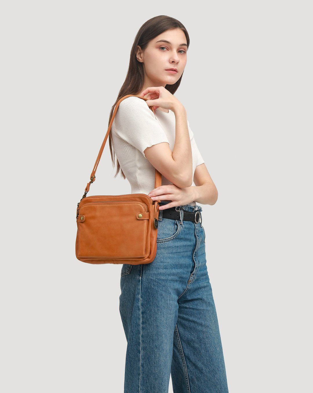 [W-Bolso] 🔥Bolsos Cruzados De Cuero De Tres Capas Y Bolsos De Mano