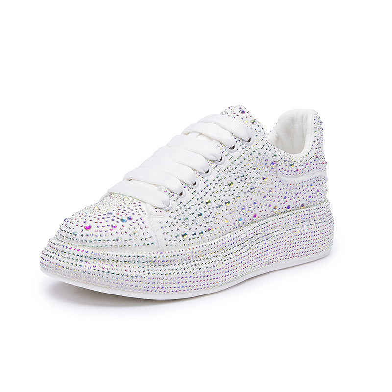 [W-Zapato] Zapatos De Plataforma Brillantes Con Diamantes De Imitación