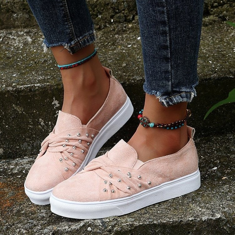 [W-Zapato] 2022 Zapatos Casuales Zapatos Sin Cordones De Encaje Plano Con Diamantes De Imitación