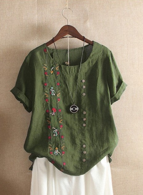 Camiseta Holgada De Manga Corta Con Cuello Redondo