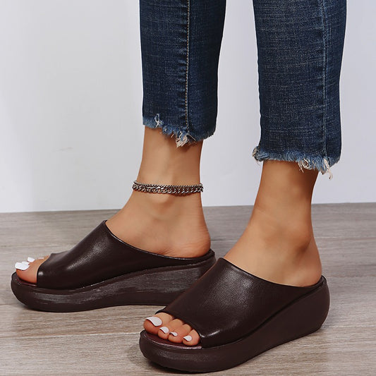 [W-Zapato] Zapatos De Mujer Casuales Con Suela Gruesa De Goma De Boca De Pescado