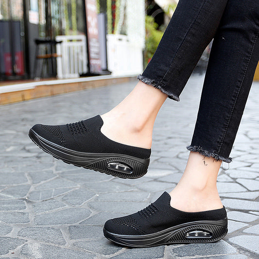 [W-Zapato] Zapatos De Aumento De Altura Tejidos Voladores Zapatos Casuales Transpirables Resbalón En