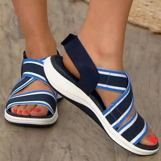Sandalias de cinta mágica con banda elástica cómodas y cómodas para mujer