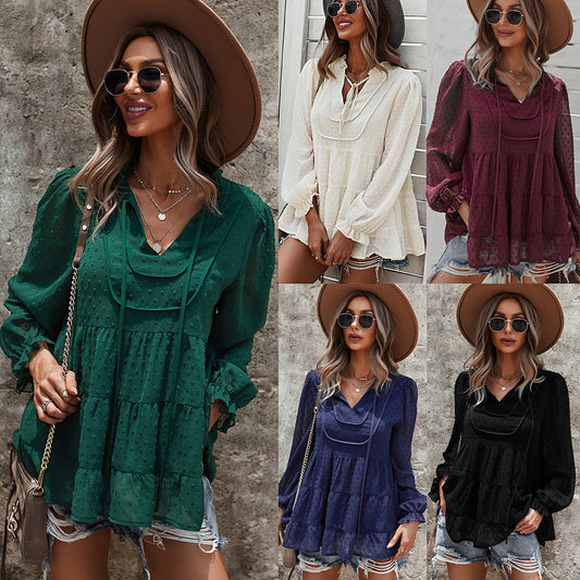 Camisa De Moda Otoño E Invierno 2021Cuello En V Sexy