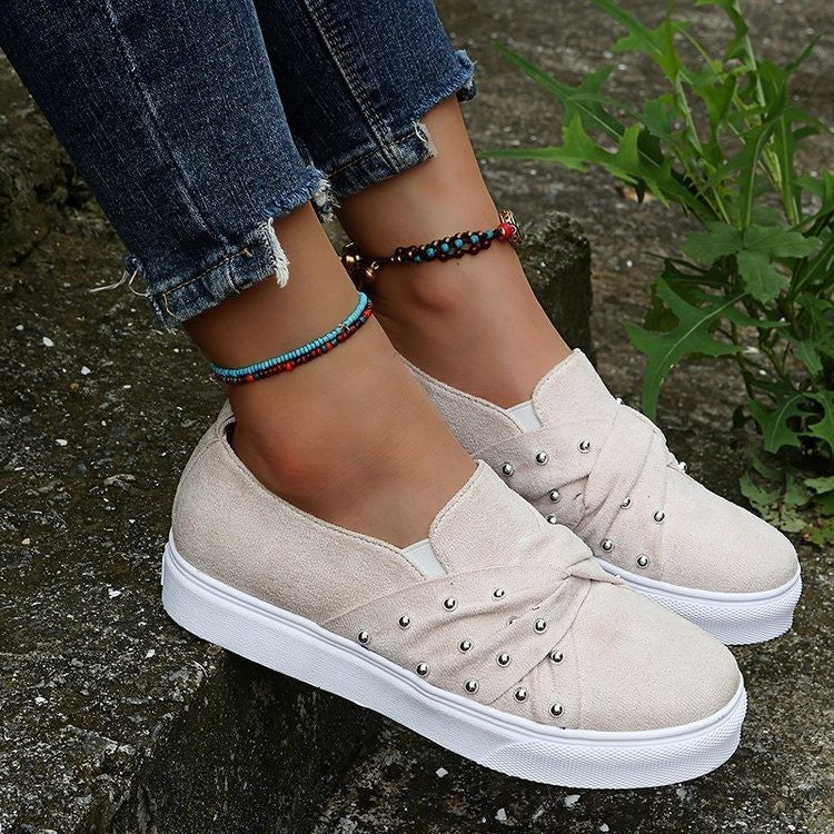 [W-Zapato] 2022 Zapatos Casuales Zapatos Sin Cordones De Encaje Plano Con Diamantes De Imitación