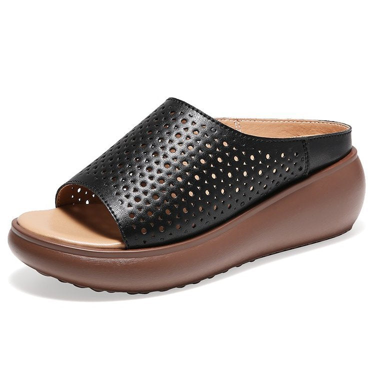 [W-Zapato] Babucha Media Plataforma Hueca Retro