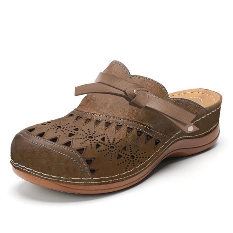 Cómodas sandalias de cuña de color liso sin cordones - MXbueno