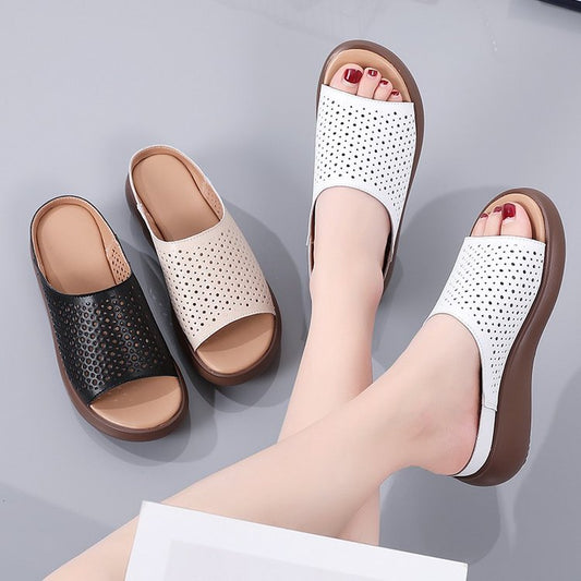[W-Zapato] Babucha Media Plataforma Hueca Retro