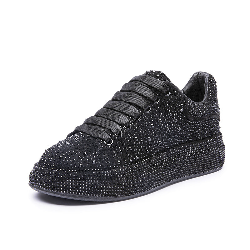 [W-Zapato] Zapatos De Plataforma Brillantes Con Diamantes De Imitación