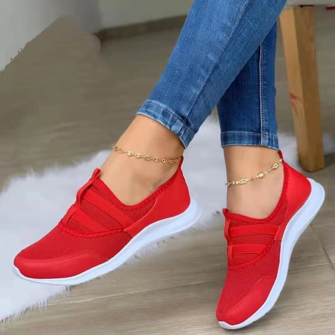 [W-Zapato] Zapatos Informales De Malla Con Plataforma Baja Y Tejido De Mosca