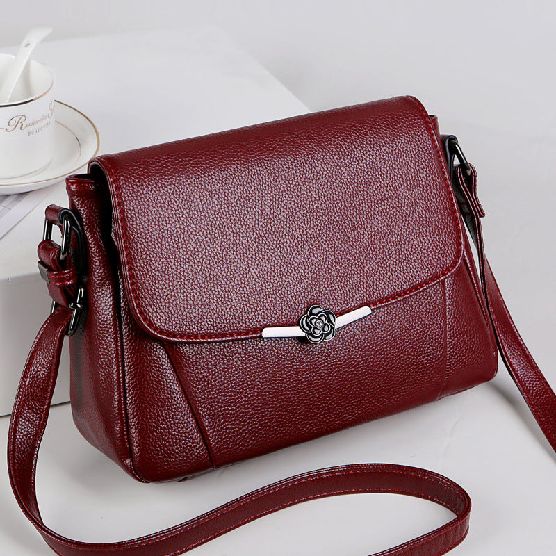 [W-Bolso] Bolso De Cuero Suave Bolso Cruzado Bolso De Hombro Simple